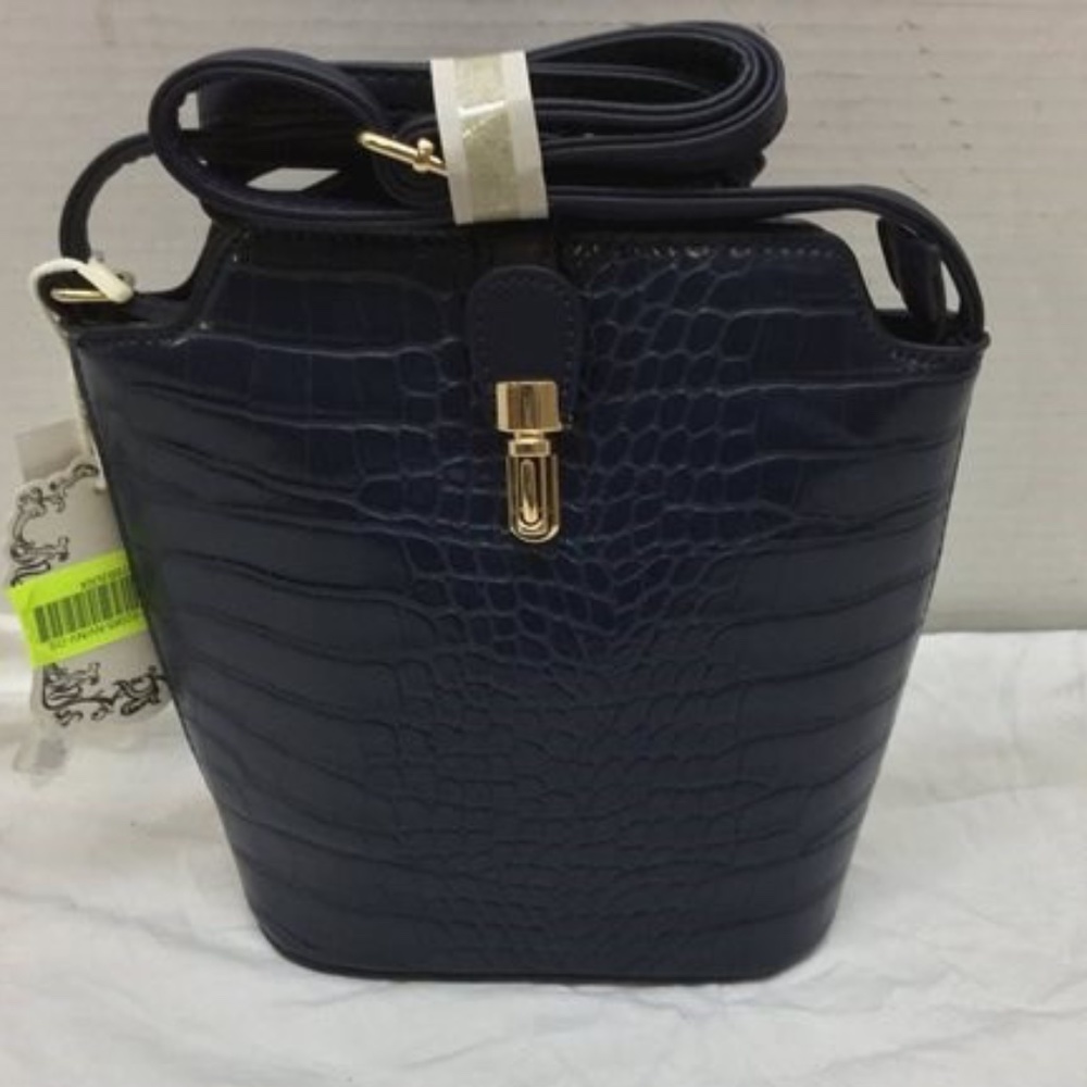 Alyssa Vegan Leather Purse / Cross body Bag - Navy